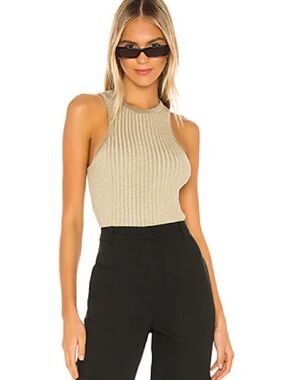 superdown Sonya Rib Sweater Tank in Gold